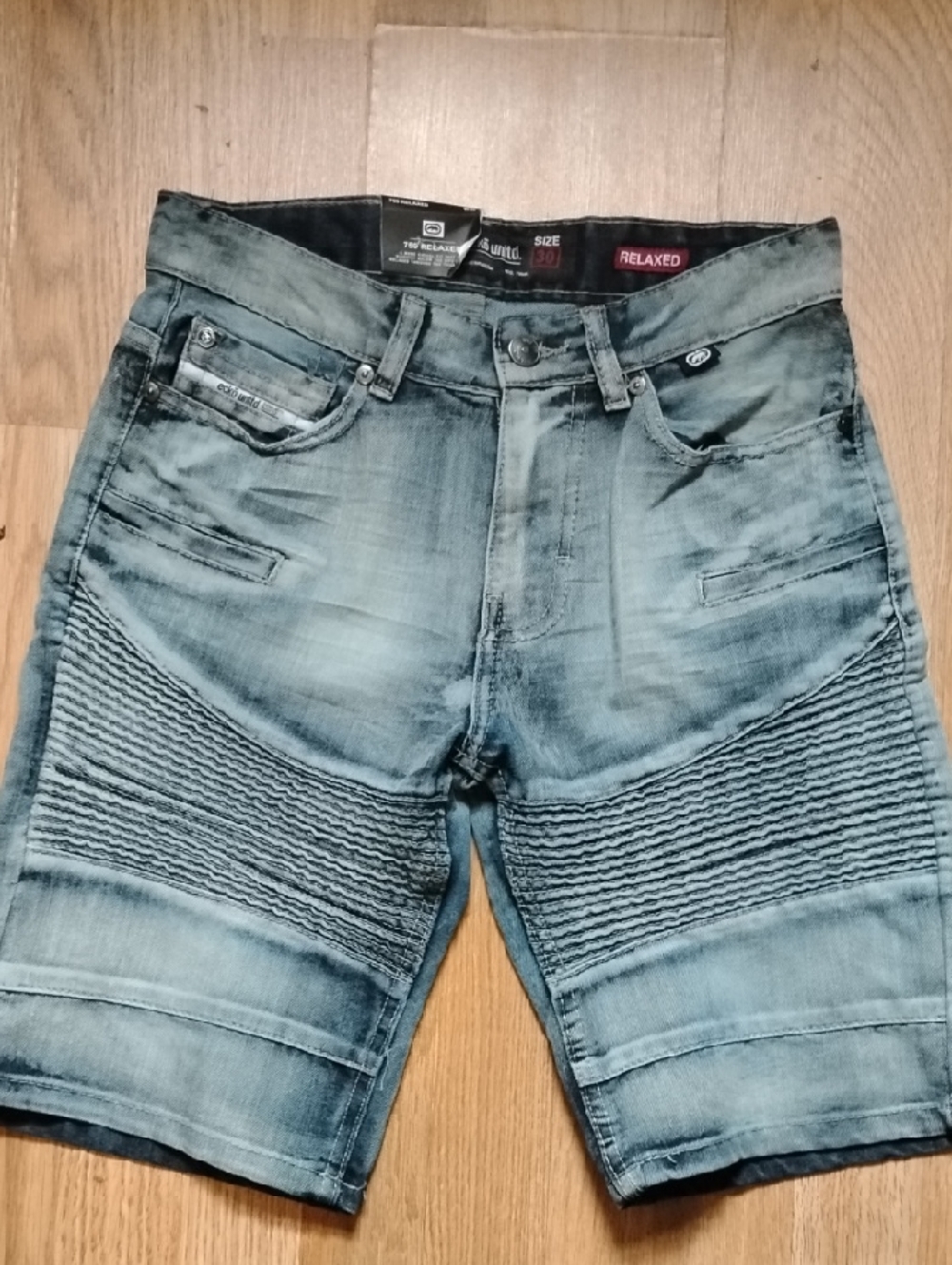 Ecko Unlimited Men's Relaxed Fit Washed Blue Jean Shorts